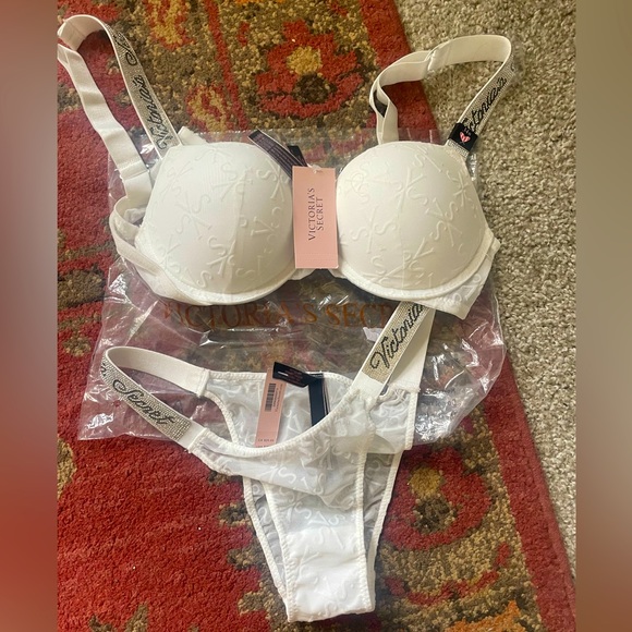Victoria’s Secret White bridal bride Lace Bra push up Set NWT angels lingerie